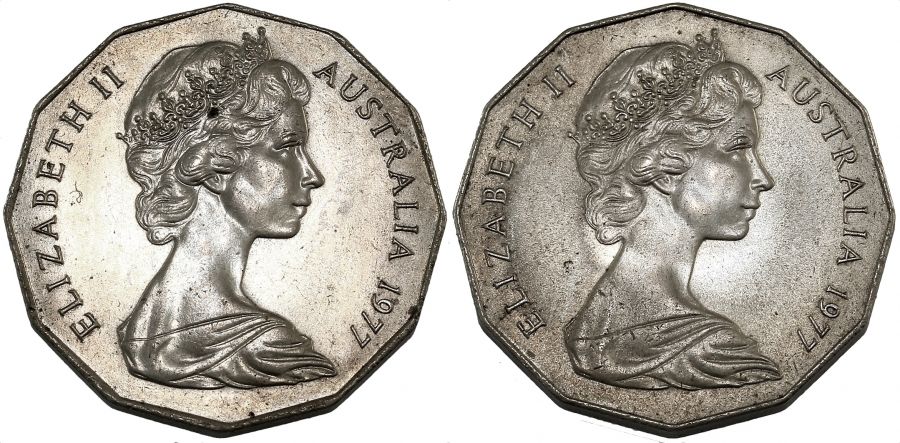 50C 1977 Double Heads